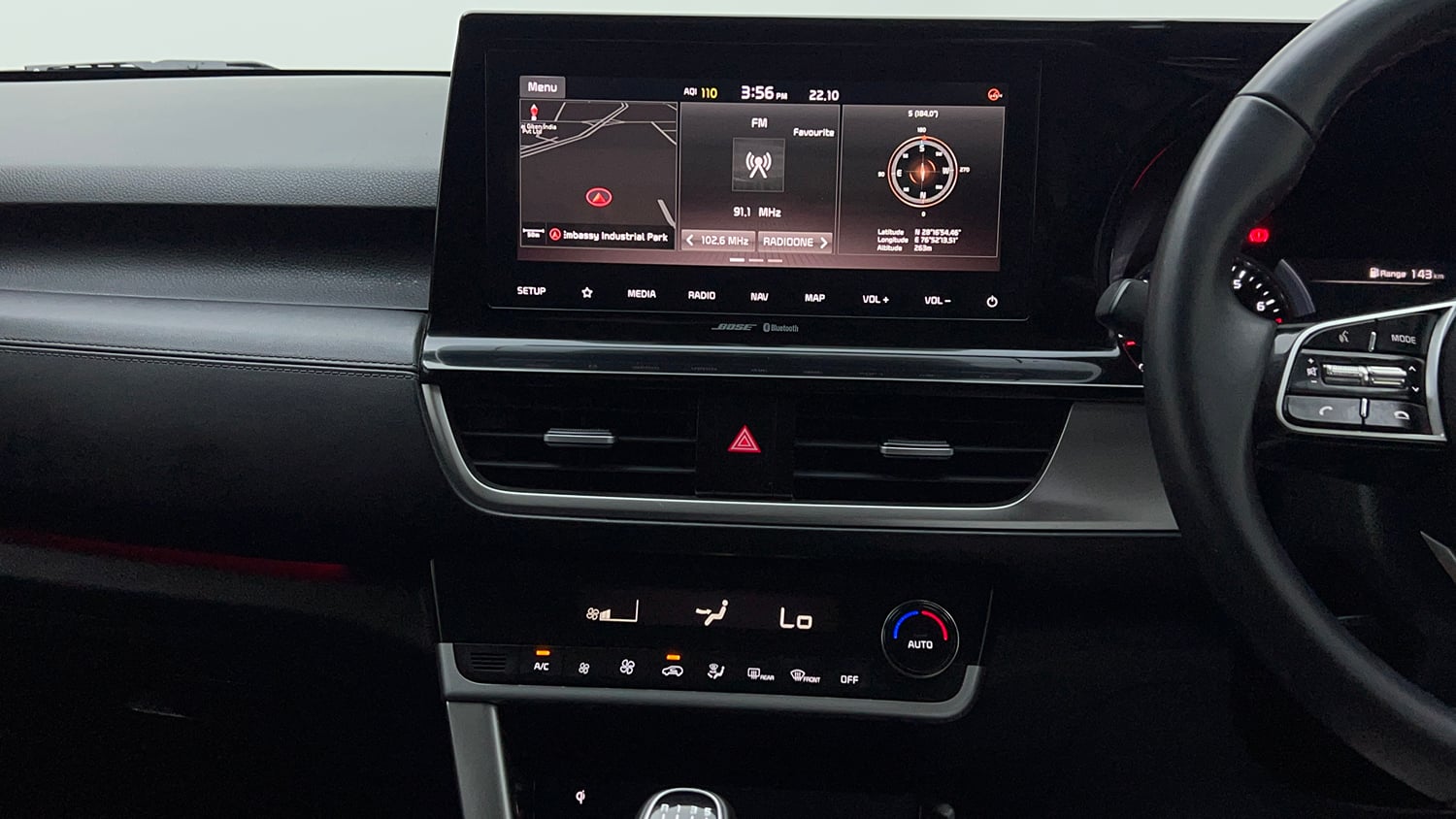 Used 2023 Kia Seltos GTX Plus 1.4 Petrol Manual interior MUSIC SYSTEM & AC CONTROL VIEW