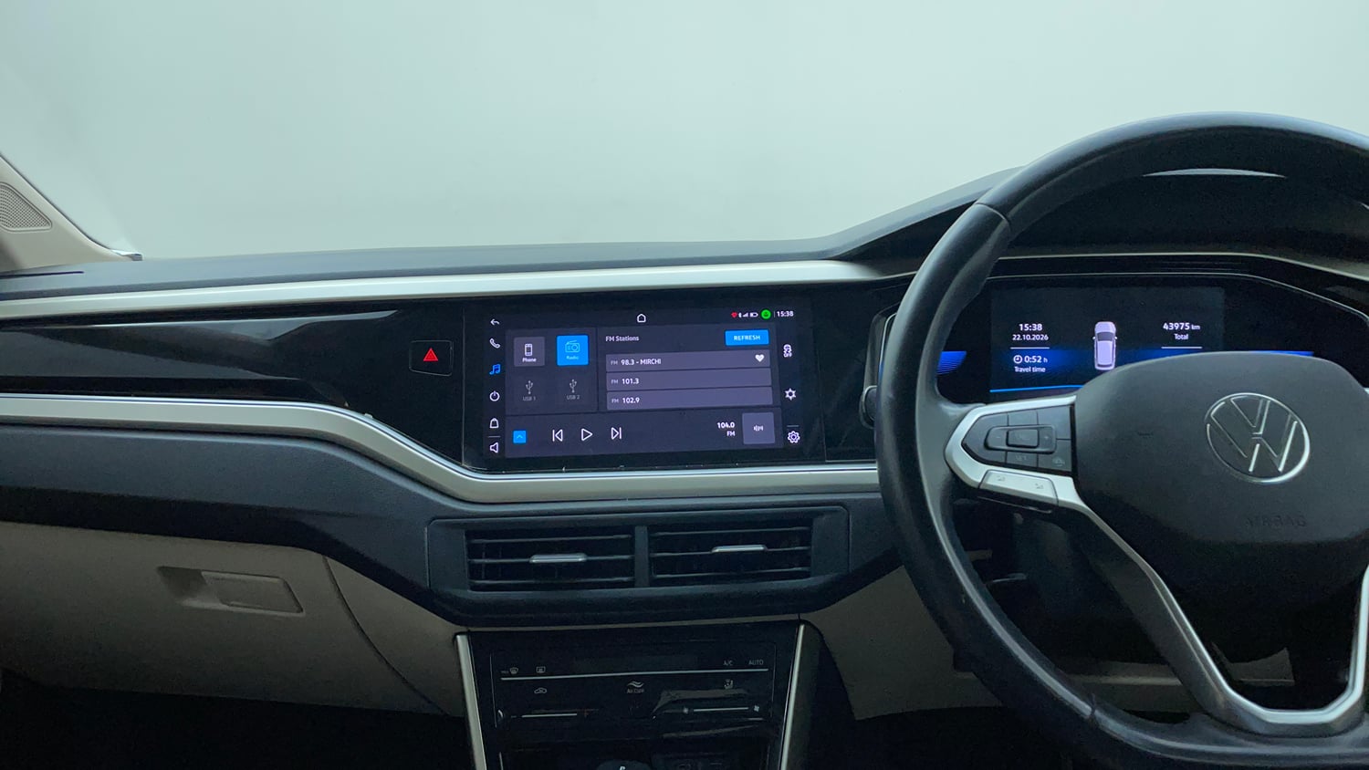 Used 2022 Volkswagen Virtus Topline 1.0 TSI AT Petrol Automatic interior MUSIC SYSTEM & AC CONTROL VIEW