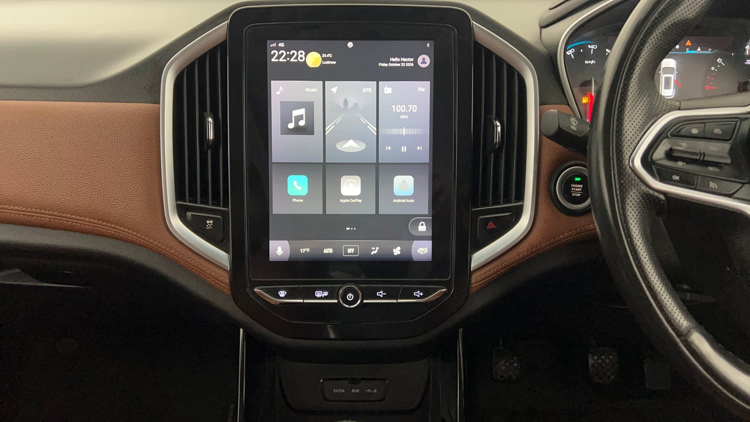 Used 2020 MG Motors Hector Plus Sharp 2.0 Diesel Diesel Manual interior MUSIC SYSTEM & AC CONTROL VIEW