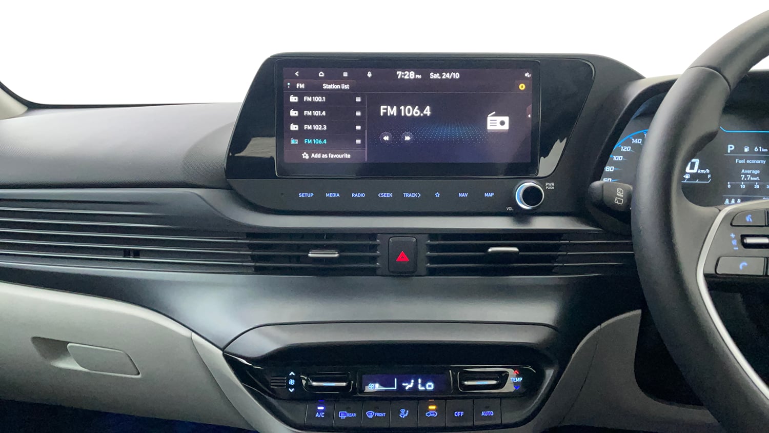Used 2023 Hyundai New i20 Asta (O) 1.2 IVT Petrol Automatic interior MUSIC SYSTEM & AC CONTROL VIEW