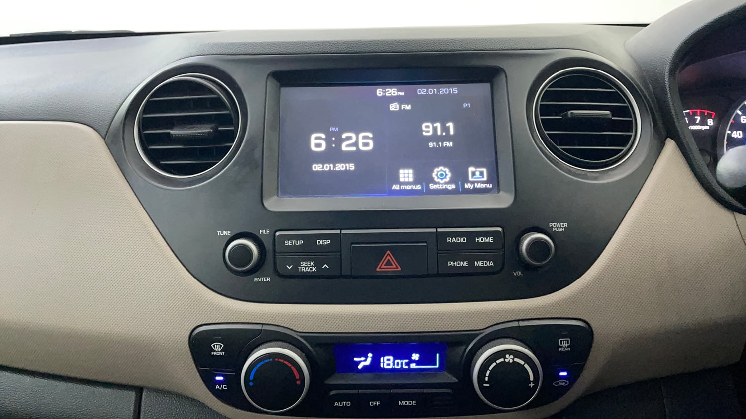 Used 2018 Hyundai Grand i10 Asta 1.2 Kappa VTVT Petrol Manual interior MUSIC SYSTEM & AC CONTROL VIEW