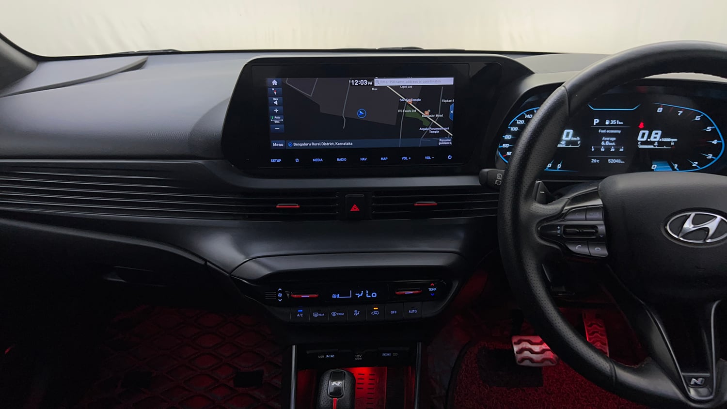 Used 2023 Hyundai i20 N Line N8 1.0 Turbo DCT Petrol Automatic interior MUSIC SYSTEM & AC CONTROL VIEW