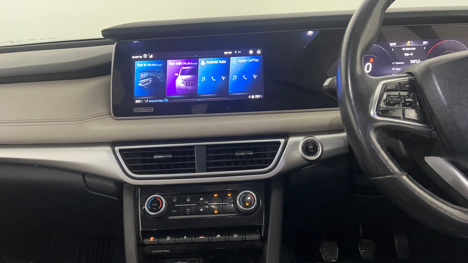 Used 2022 Mahindra XUV700 AX 7 Petrol MT 7 STR Petrol Manual interior MUSIC SYSTEM & AC CONTROL VIEW