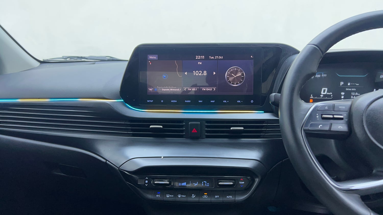 Used 2021 Hyundai New i20 Asta (O) 1.0 Turbo DCT Petrol Automatic interior MUSIC SYSTEM & AC CONTROL VIEW