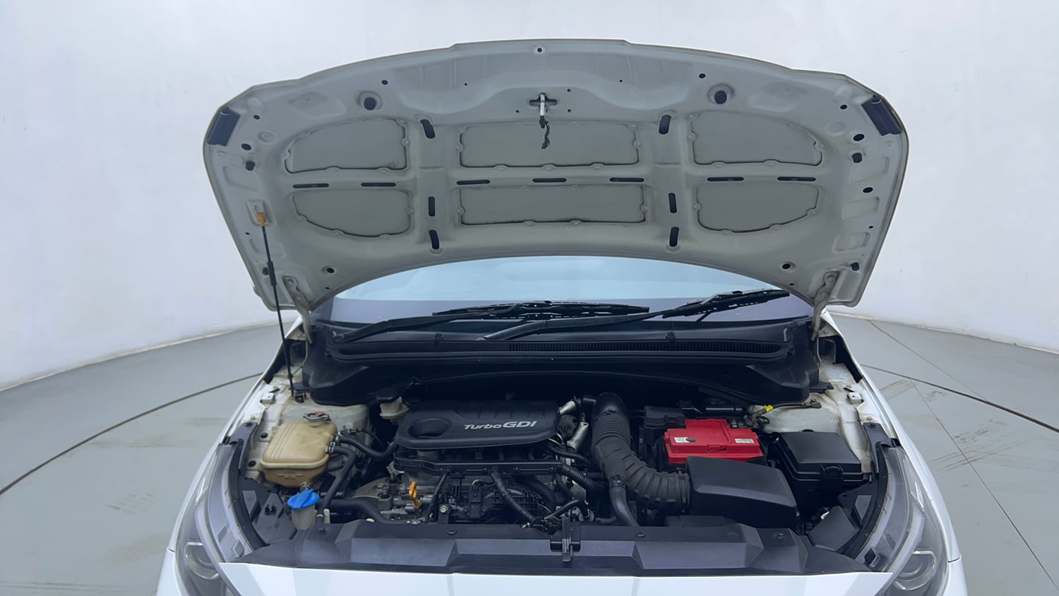 Used 2021 Hyundai New i20 Asta (O) 1.0 Turbo DCT Petrol Automatic engine ENGINE & BONNET OPEN FRONT VIEW