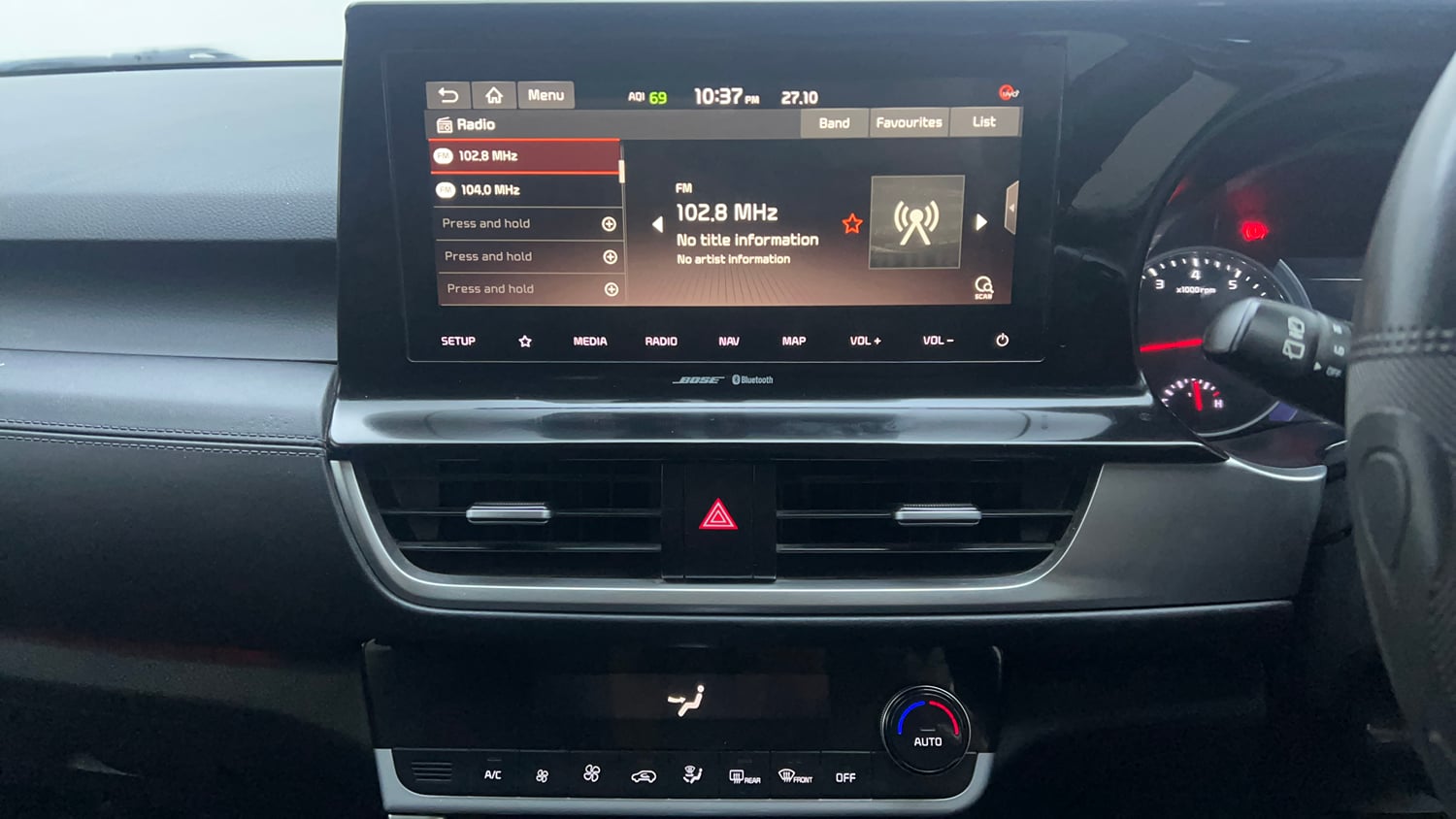 Used 2021 Kia Seltos GTX Plus 1.4 Petrol Manual interior MUSIC SYSTEM & AC CONTROL VIEW