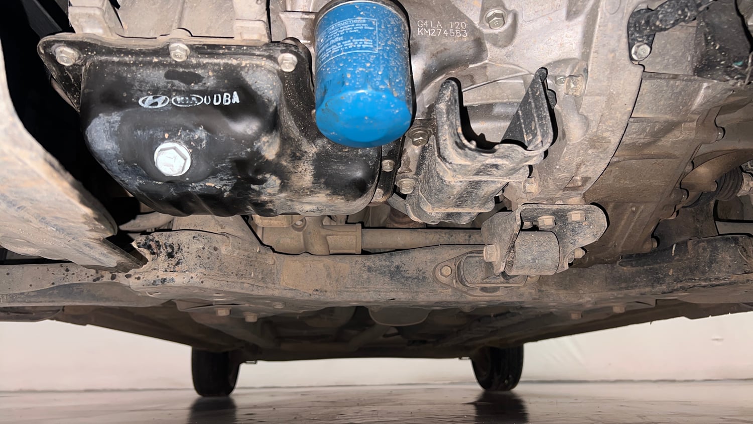 Used 2019 Hyundai Grand i10 Sportz 1.2 Kappa VTVT Petrol Manual extra FRONT LEFT UNDERBODY VIEW