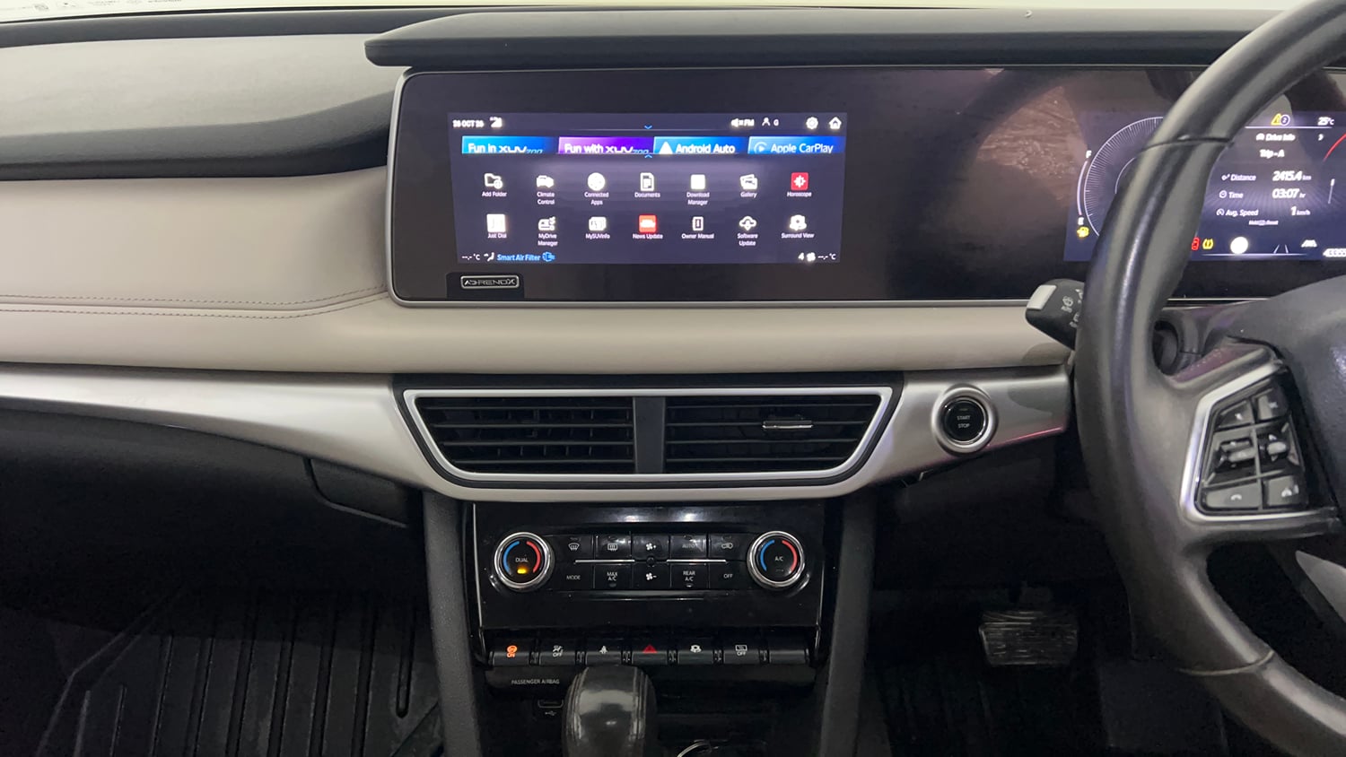 Used 2021 Mahindra XUV700 AX 7 Petrol AT Luxury Pack 7 STR Petrol Automatic interior MUSIC SYSTEM & AC CONTROL VIEW
