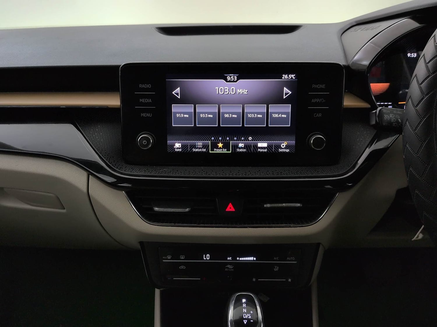 Used 2023 Skoda Slavia Style 1.0L TSI AT Petrol Automatic interior MUSIC SYSTEM & AC CONTROL VIEW
