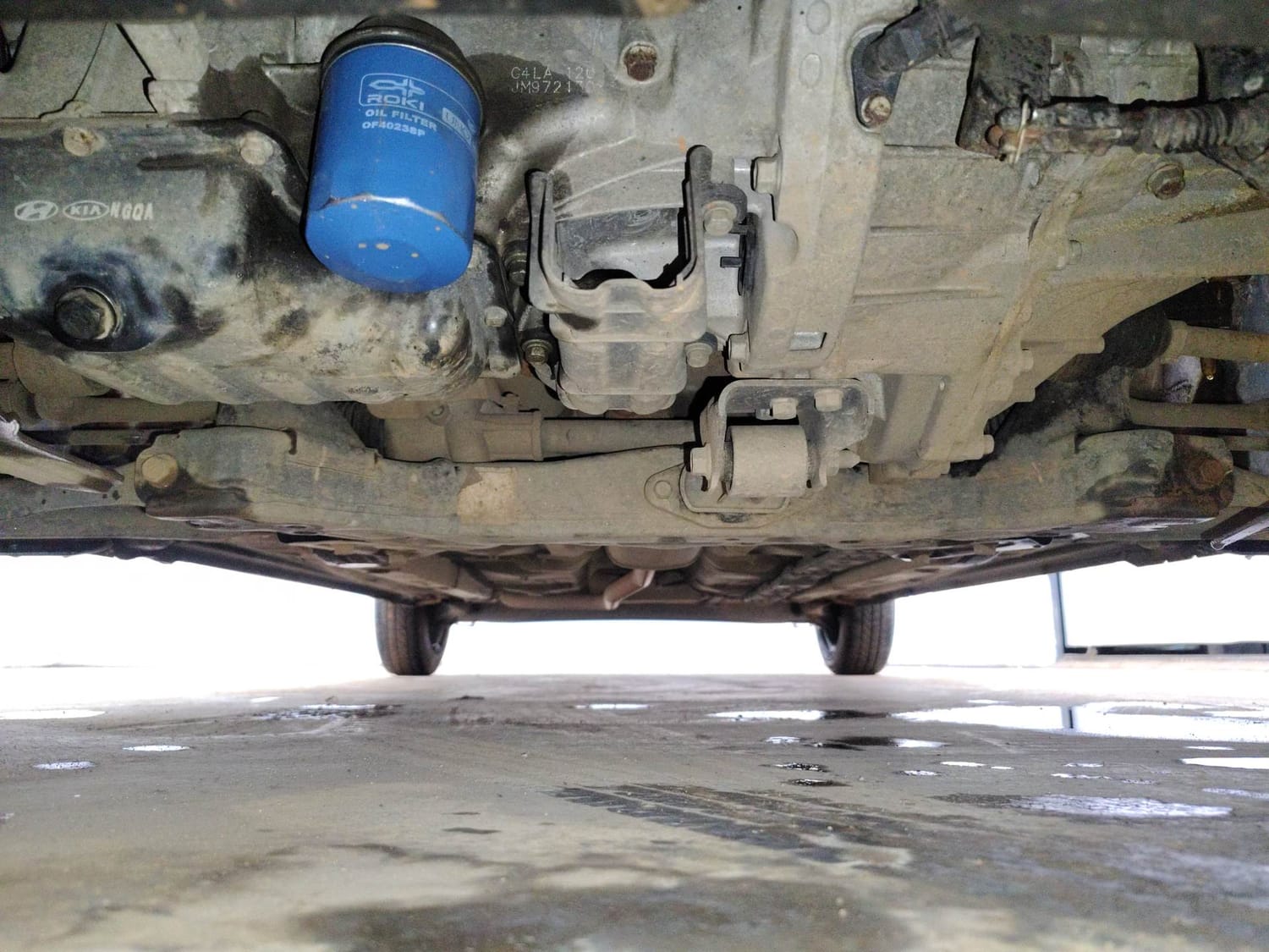 Used 2018 Hyundai Grand i10 Magna 1.2 Kappa VTVT Petrol Manual extra FRONT LEFT UNDERBODY VIEW