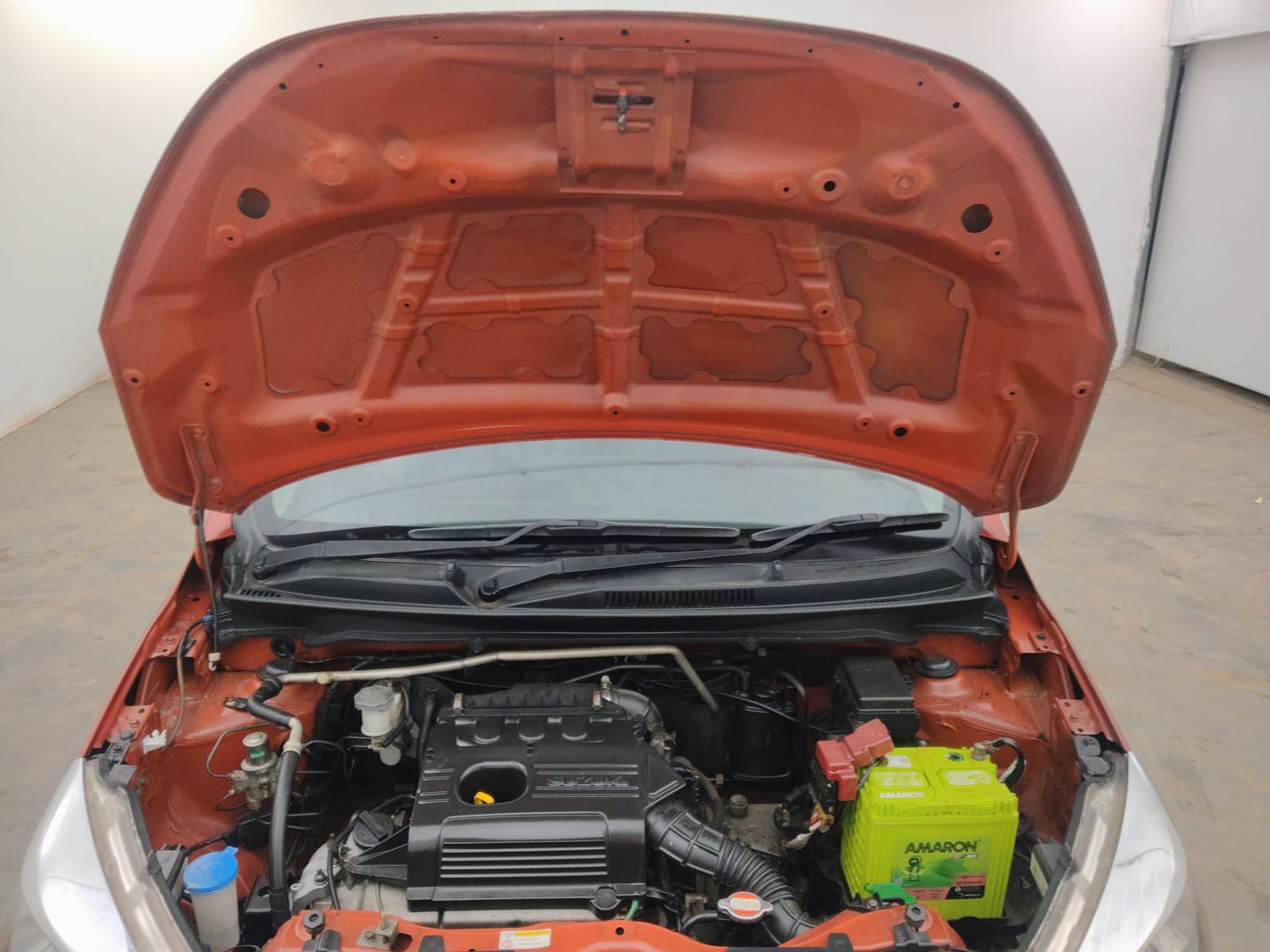 Used 2014 Maruti Suzuki Celerio VXi AMT Petrol Automatic engine ENGINE & BONNET OPEN FRONT VIEW